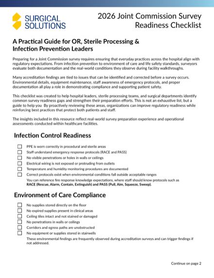 First page of 2026 Joint Commission Survey Readiness Checklist