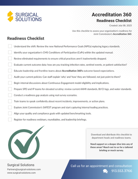 First page of Accreditation 360 readiness checklist